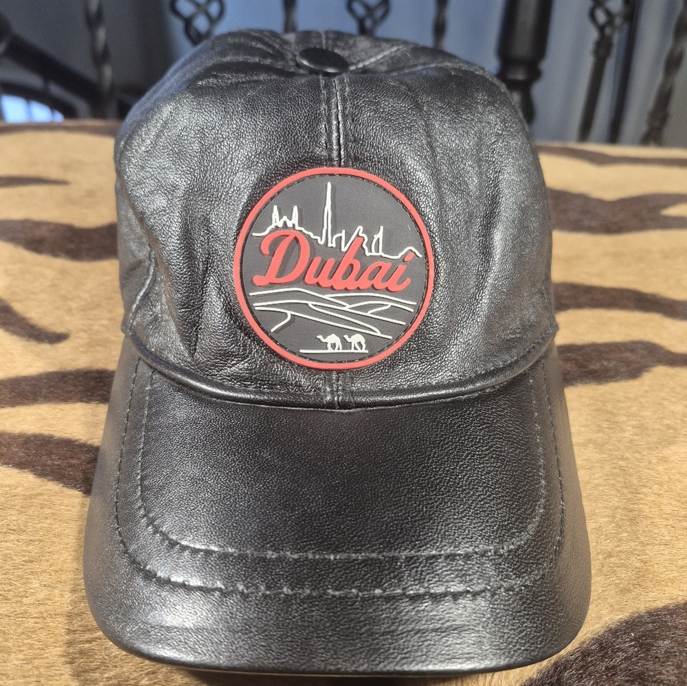 New With Tags Dubai Black Leather Cap